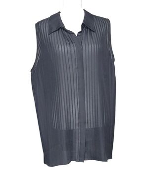 Lane Bryant Sheer Black Sleeveless Button Up Blouse